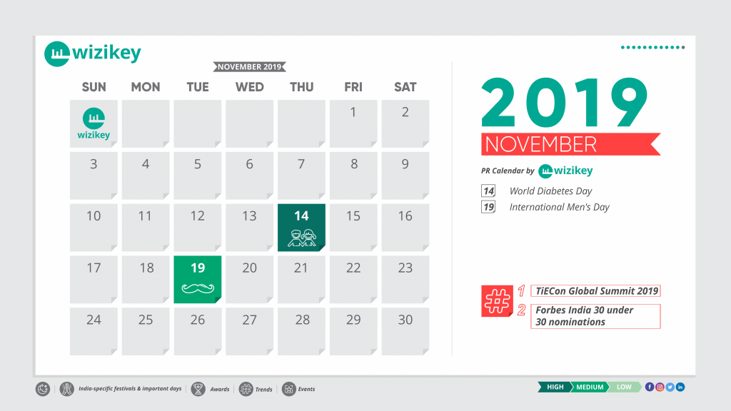 November 2019 PR Calendar Key dates: