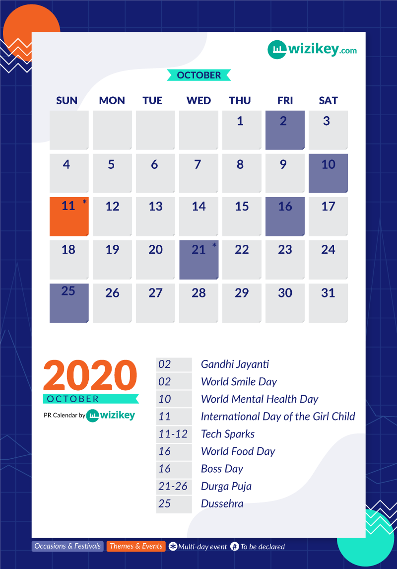October - Ultimate PR Calendar India 2020