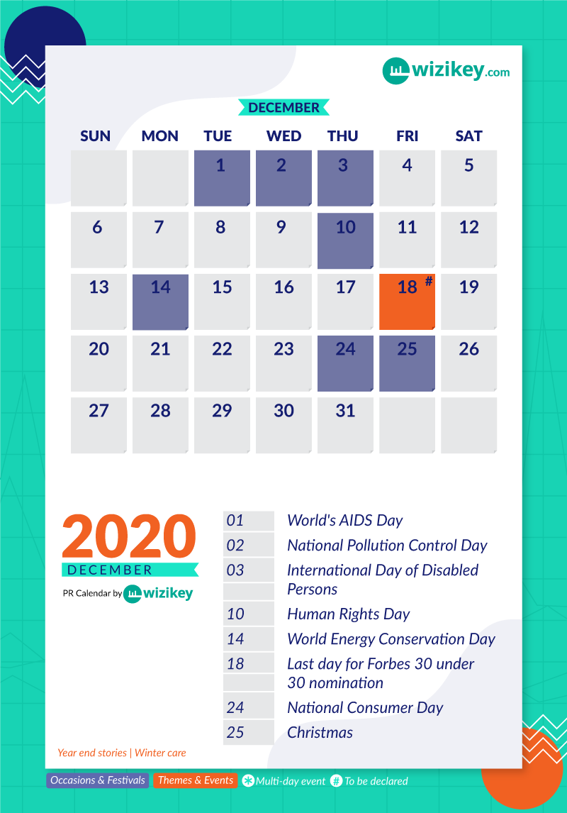 December - Ultimate PR Calendar India 2020
