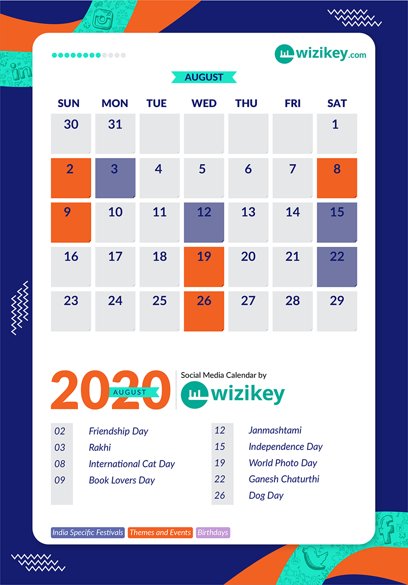 August - Wizikey Social Media Calendar 2020