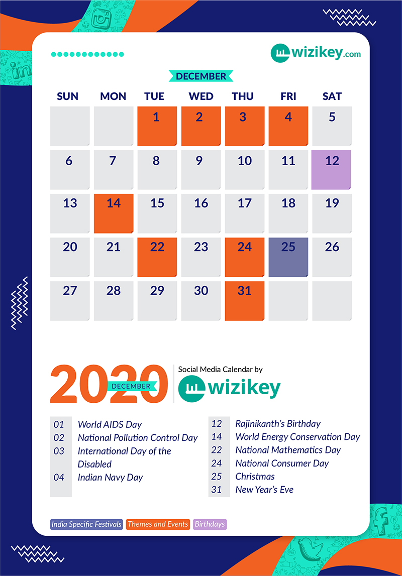 December - Wizikey Social Media Calendar 