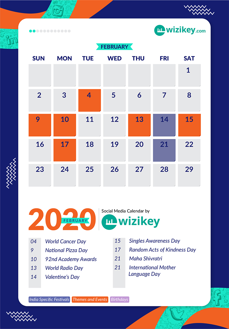 February - Wizikey Social Media Calendar 2020