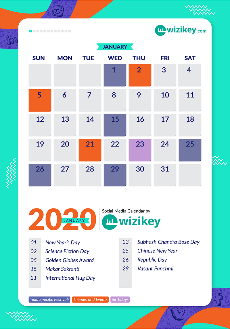 January - Wizikey Social Media Calendar 2020