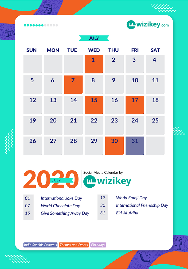 July - Wizikey Social Media Calendar 2020