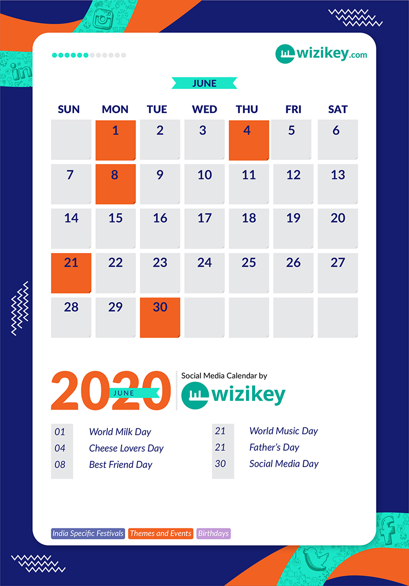 June - Wizikey Social Media Calendar 2020