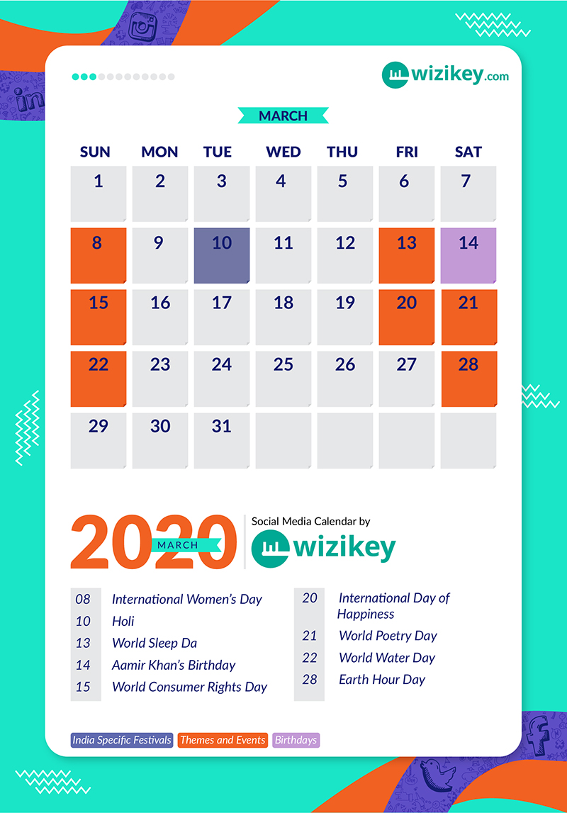 March - Wizikey Social Media Calendar 2020