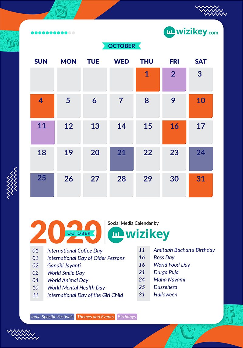 October - Wizikey Social Media Calendar 2020
