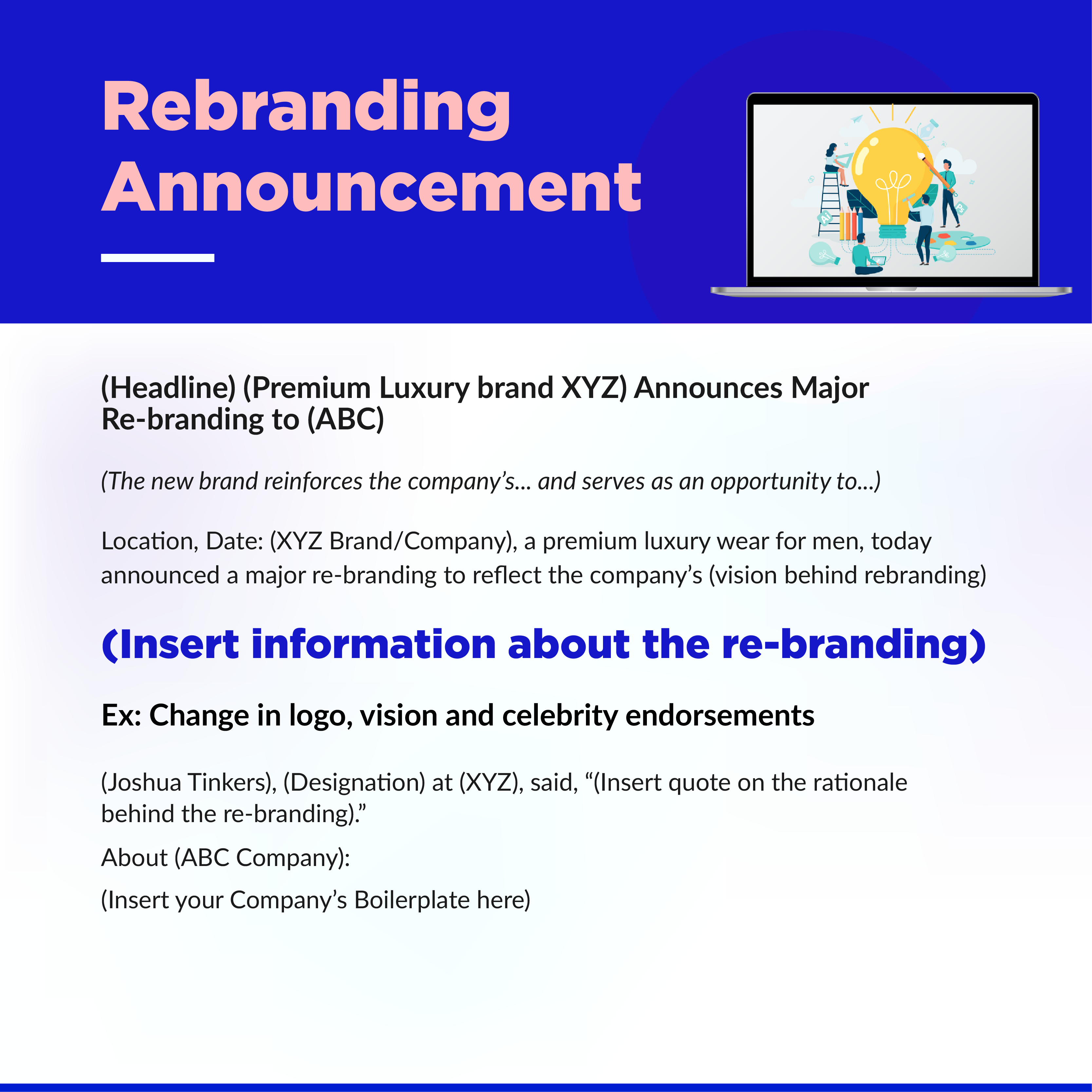 Press Release Templates - Rebranding Announcement