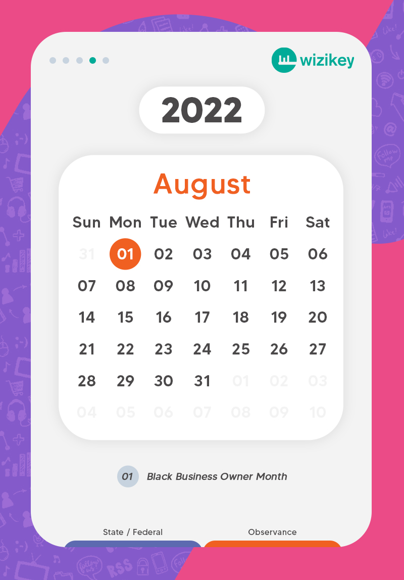 August social media calendar 2022 for the US