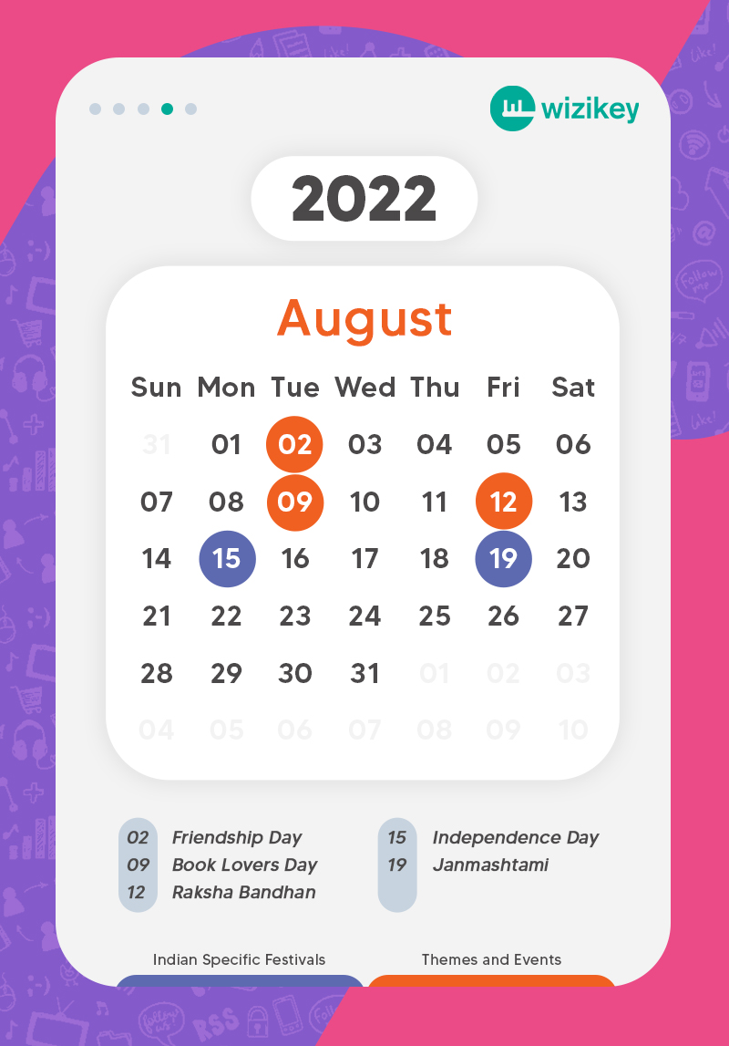 August calendar 2022