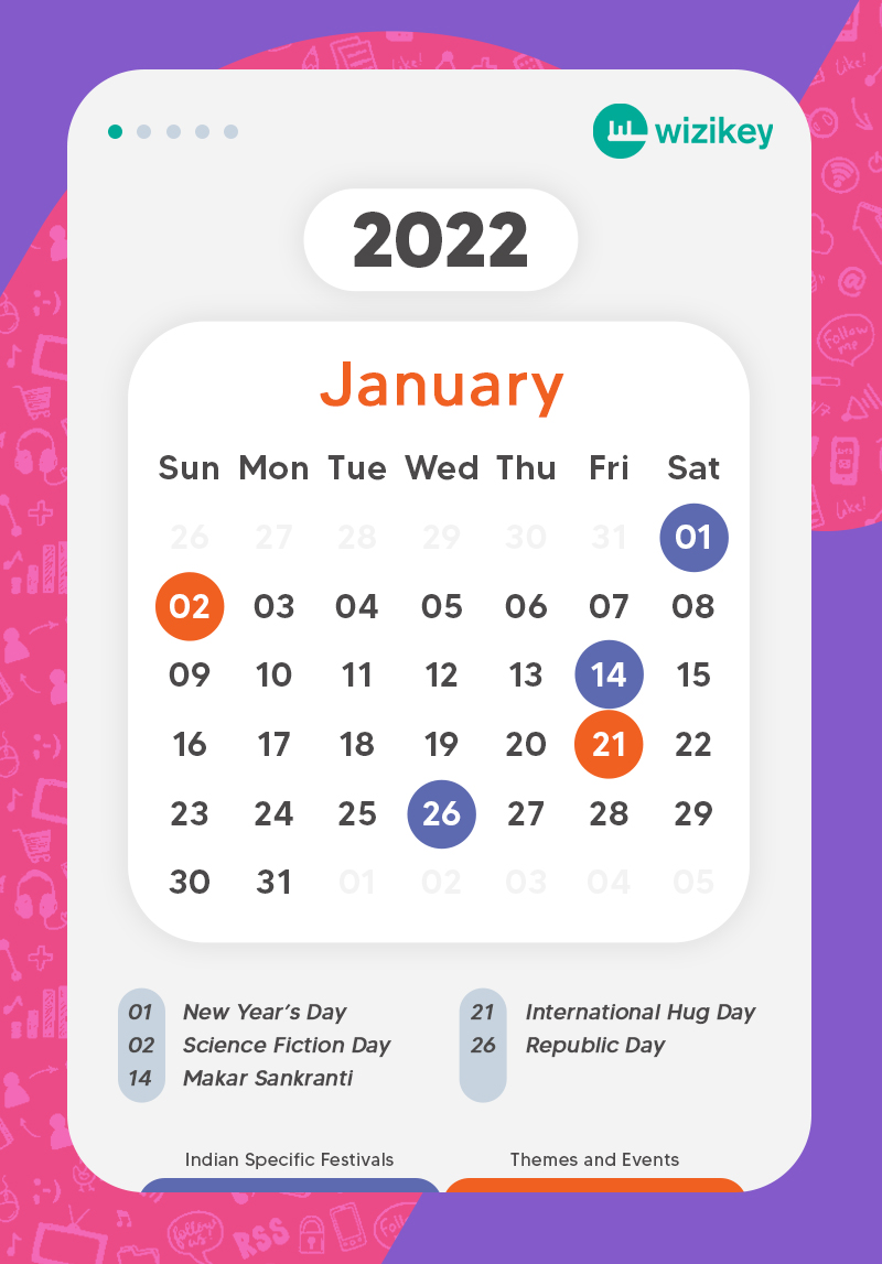 January calendar 2022