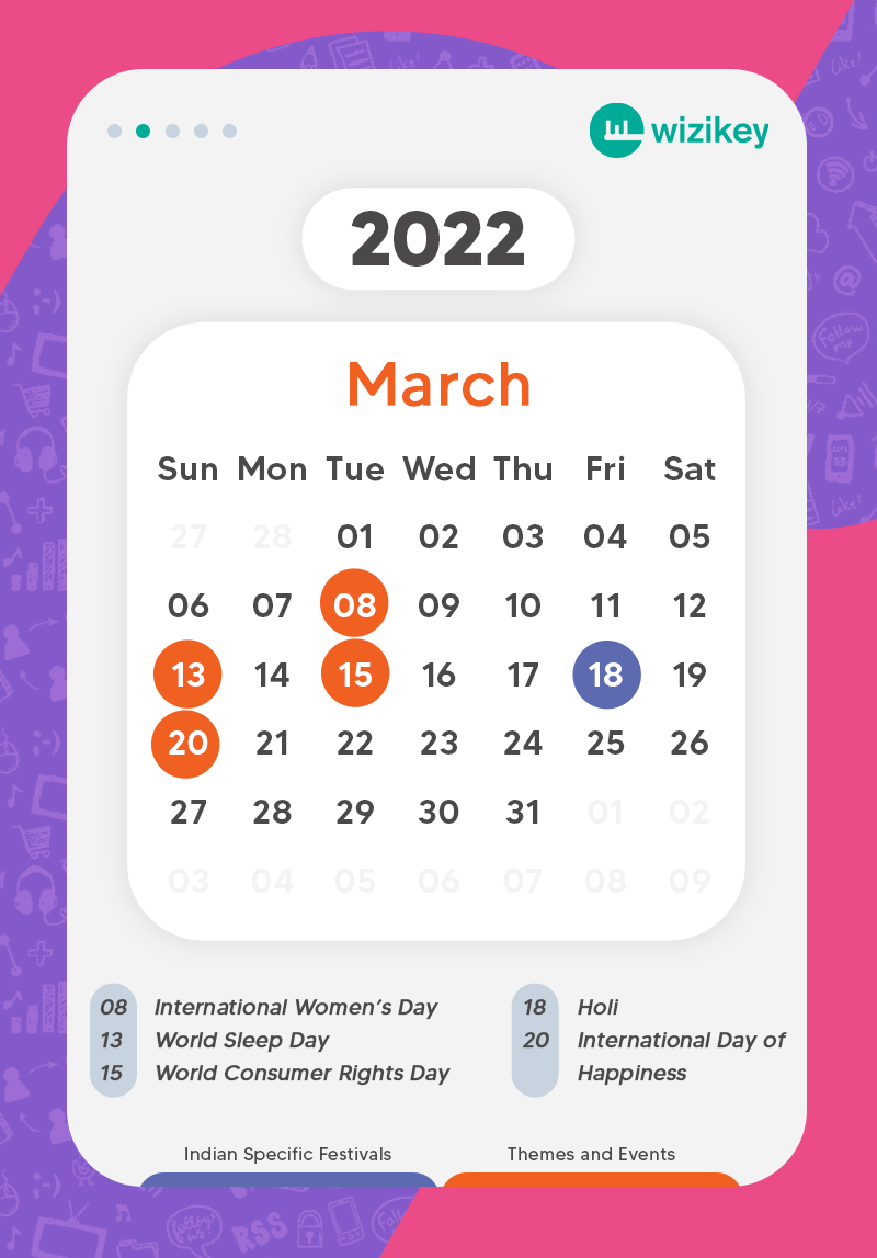 March Calendar 2022