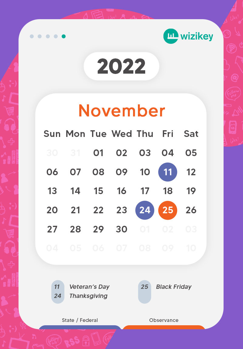 November social media calendar 2022 for the US