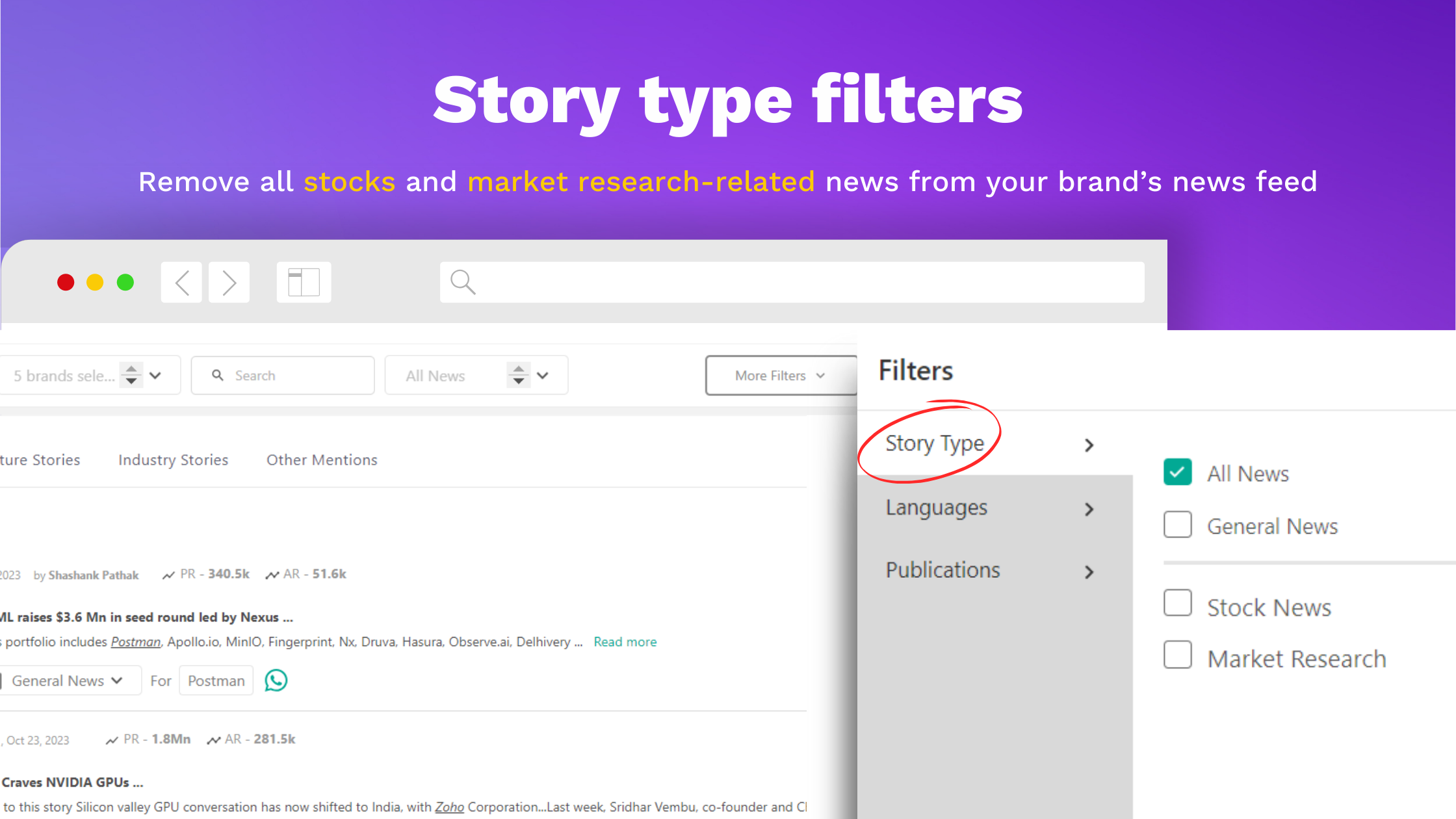 Story type filters