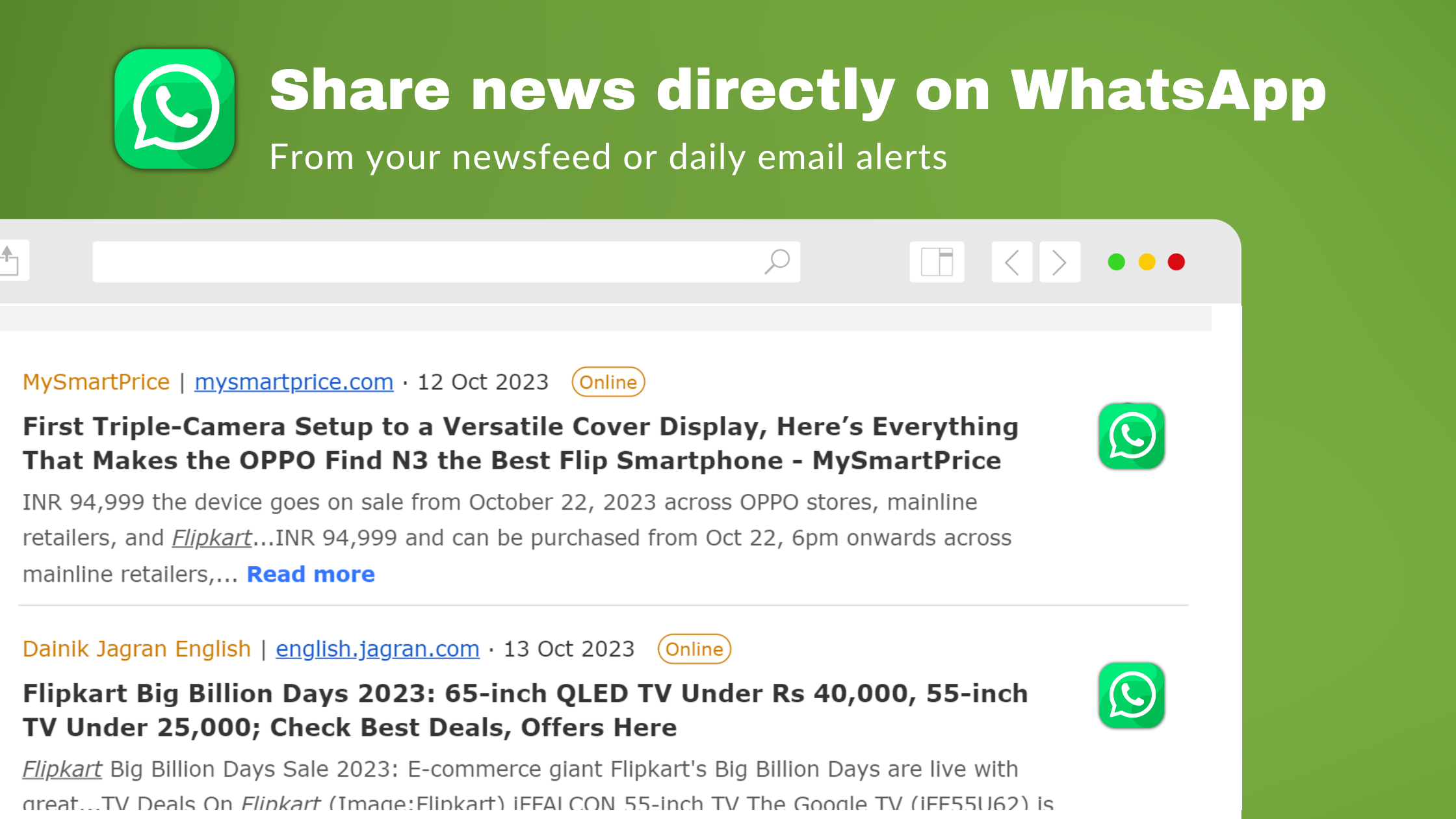 Share news directly on whatsapp