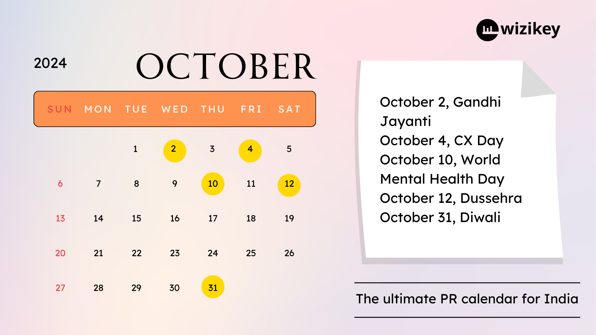 October 2024 PR Calendar