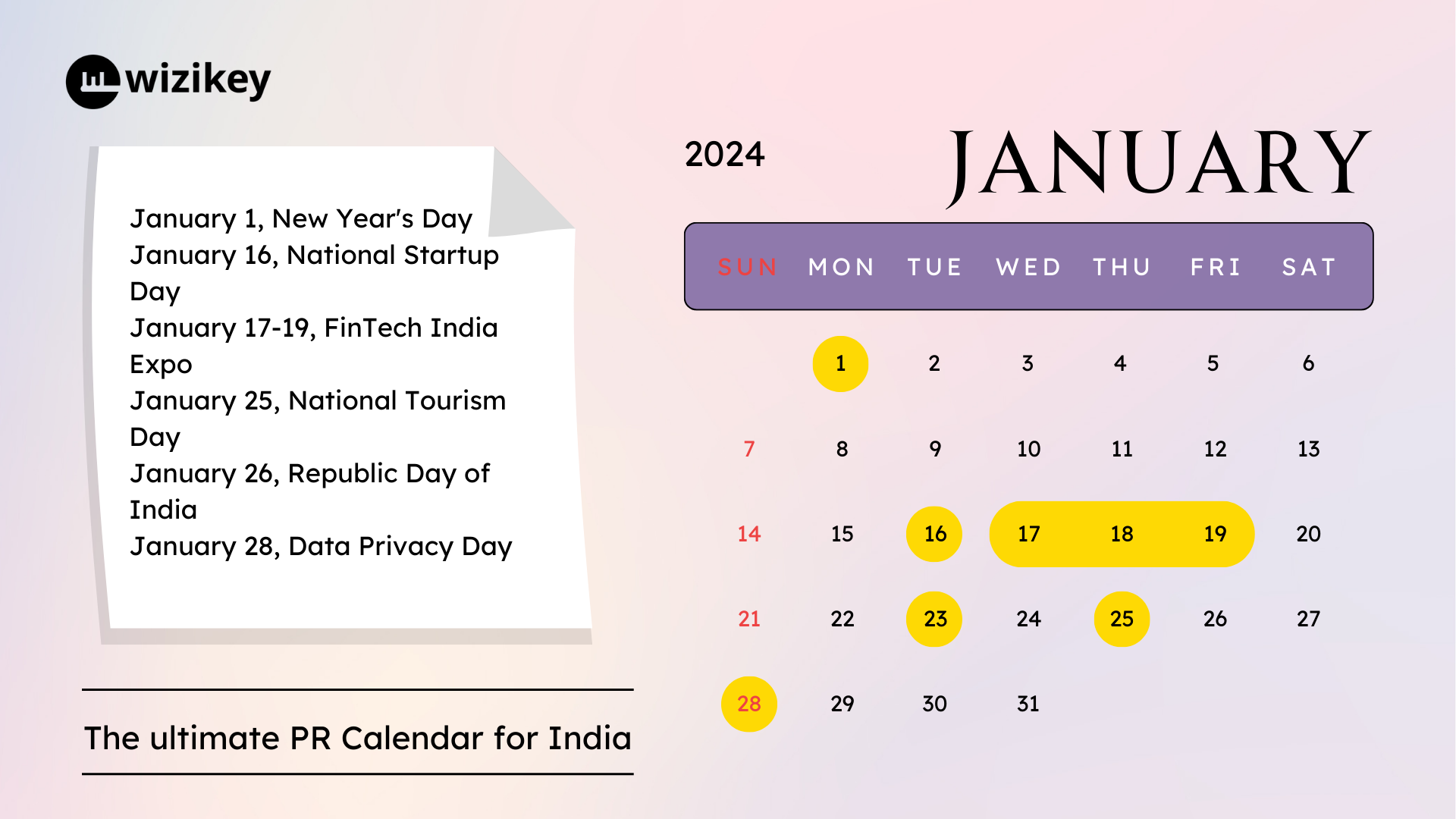 PR Calendar for January 2024