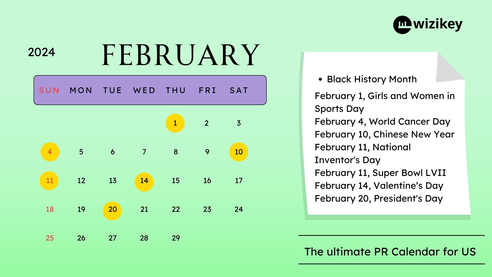 February PR Calendar 2024