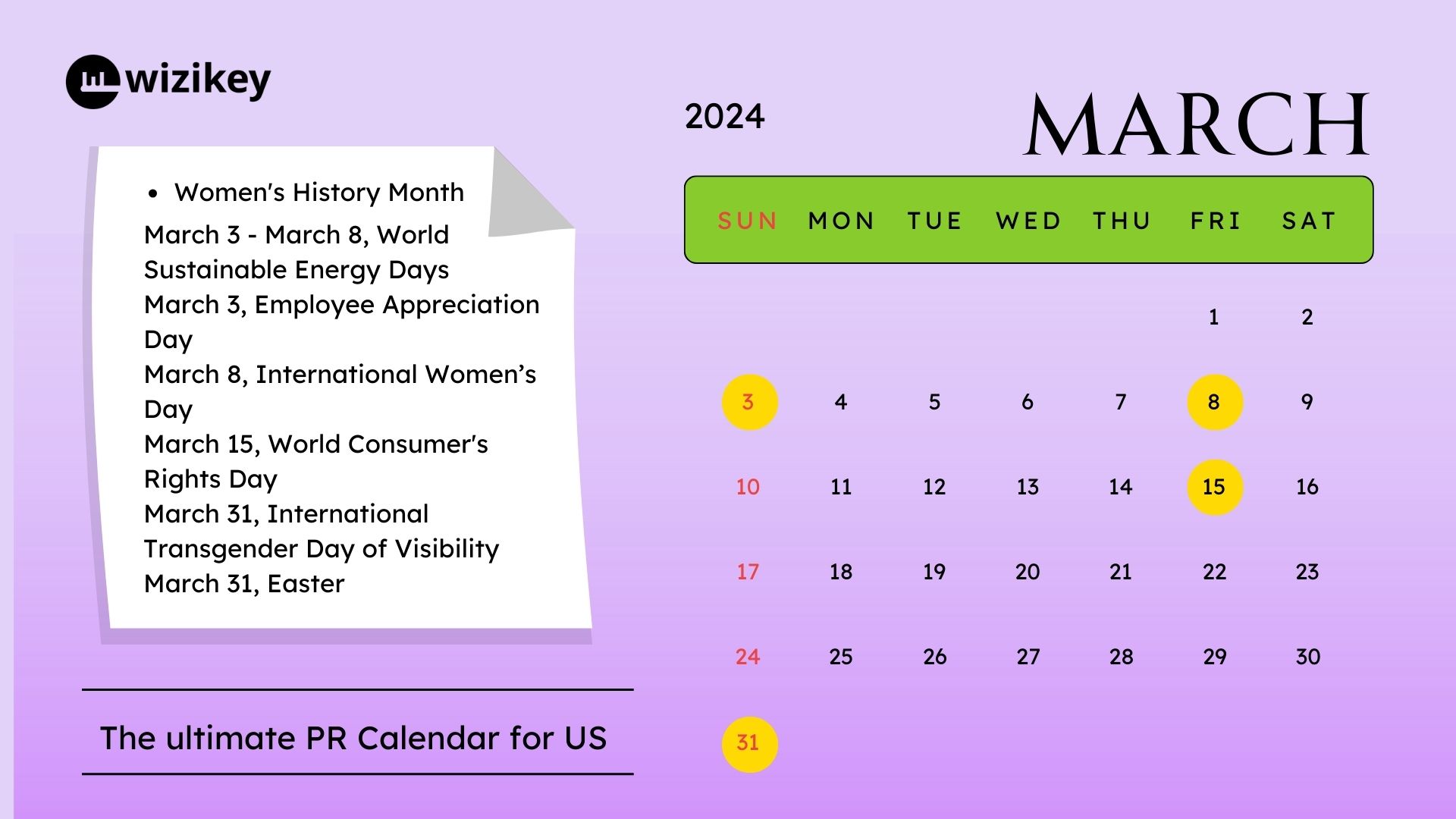 March PR Calendar 2024