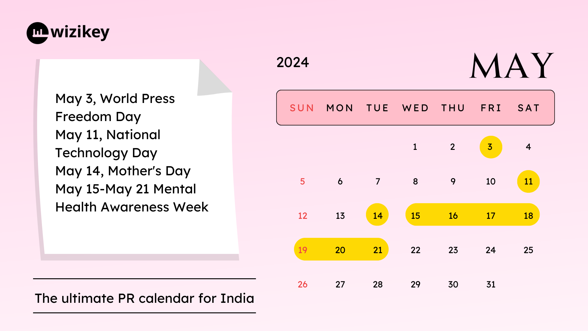 PR Calendar for 2024 May
