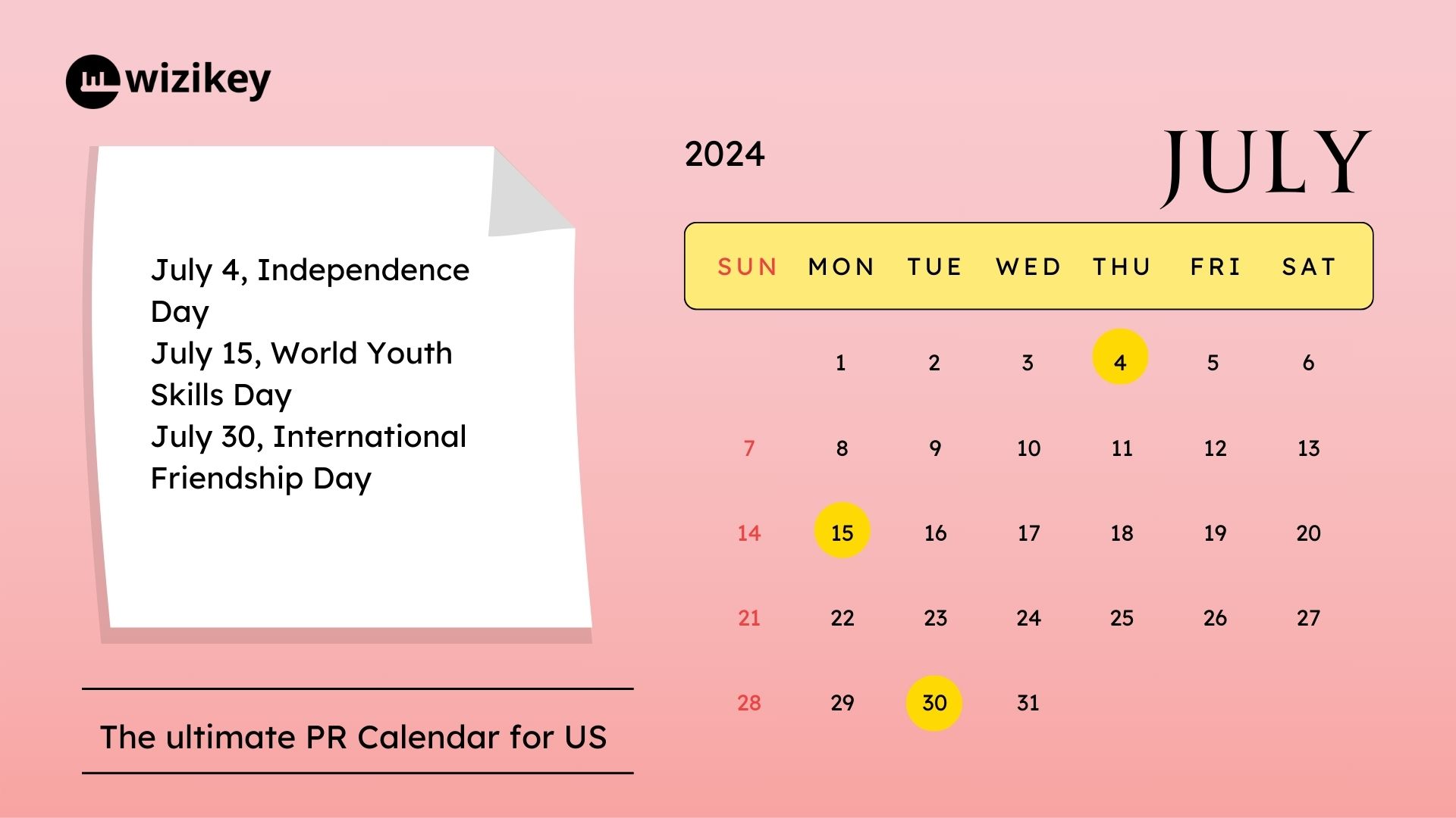 July 2024 PR calendar