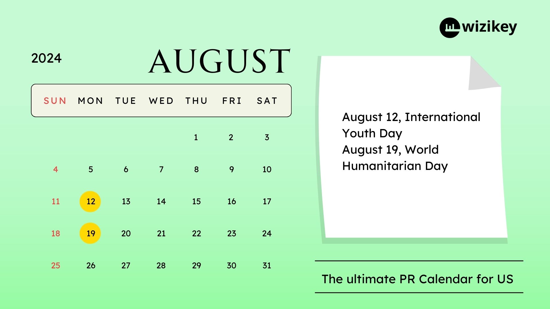 PR Calendar 2024 August